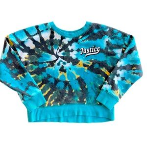 Girls Justice Pullover, Small (7/8), Teal/Black/TyeDye